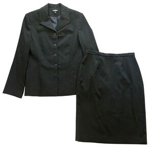 VTG 90s Epic Petite Gray Skirt Blazer‎ Suit Set Business Career Womens 8P USA